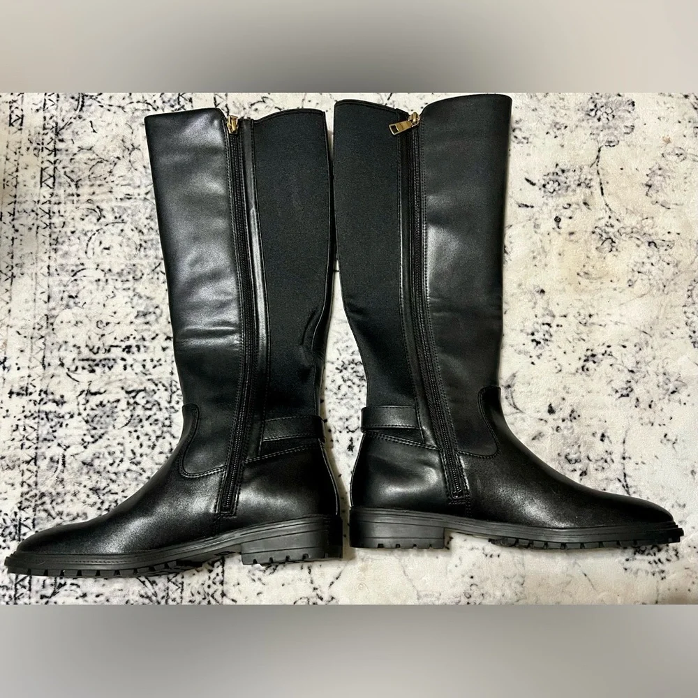 New COACH  Faith knee high lug sole Riding Boots - Black 7.5